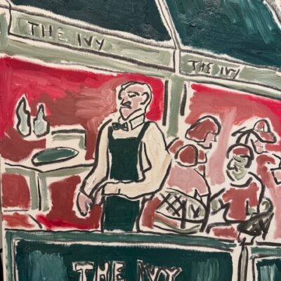 The Ivy League II - Charcoal and oil paint - 2”x1.5” - by Samuel McGann