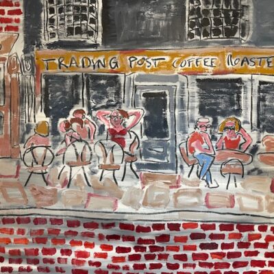 Hoxton view - Charcoal and oil paint - 4”x3.5” - by Samuel McGann