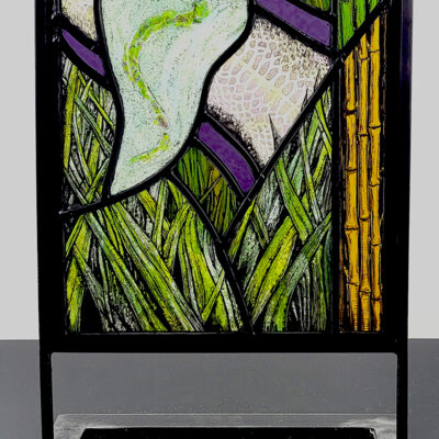 She - The Serpent Year - Stained, fused and kilncast glass. - 38 x 60 cm - by Jan Simpson